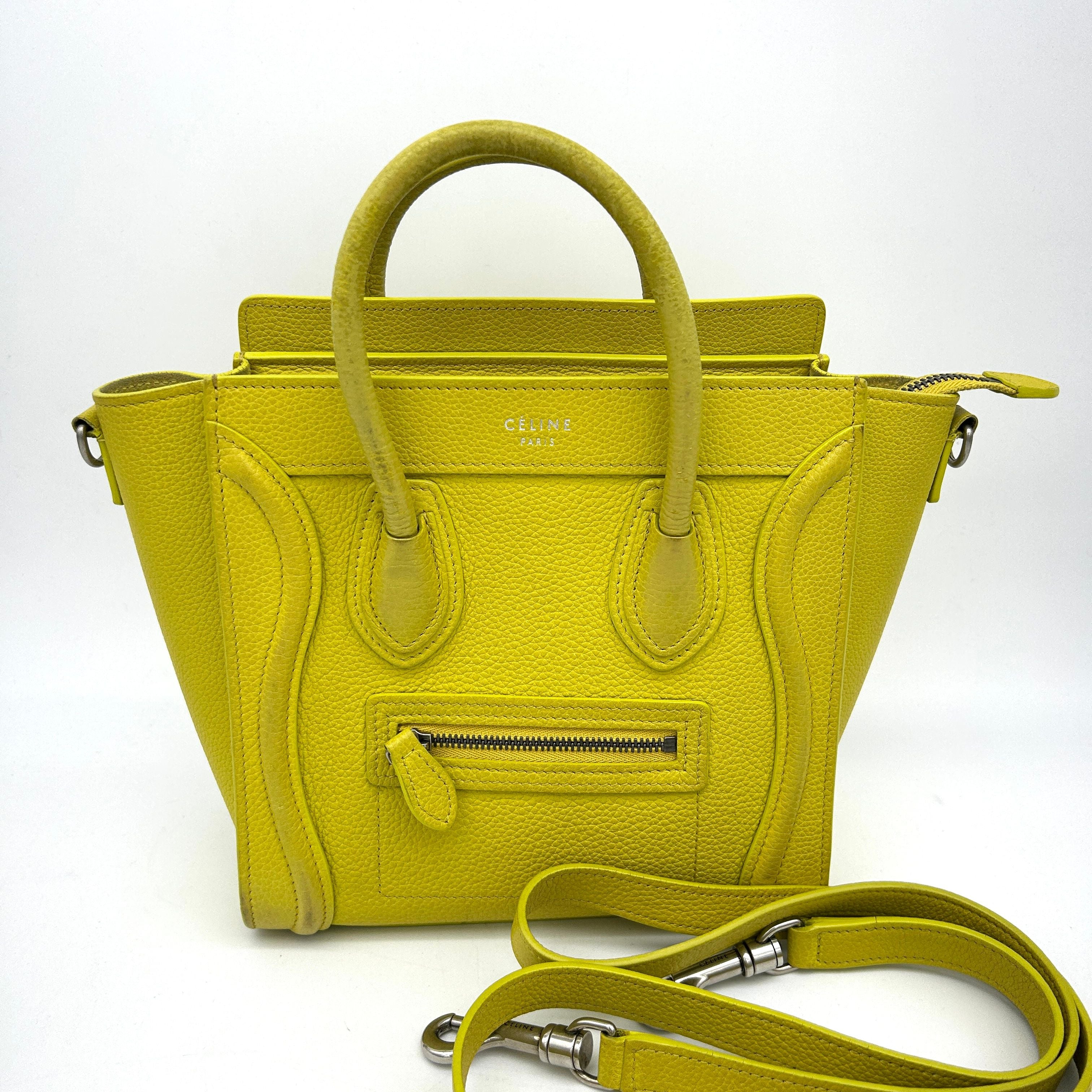 Celine Leather Luggage Nano - Yellow Totes, Handbags LA33405