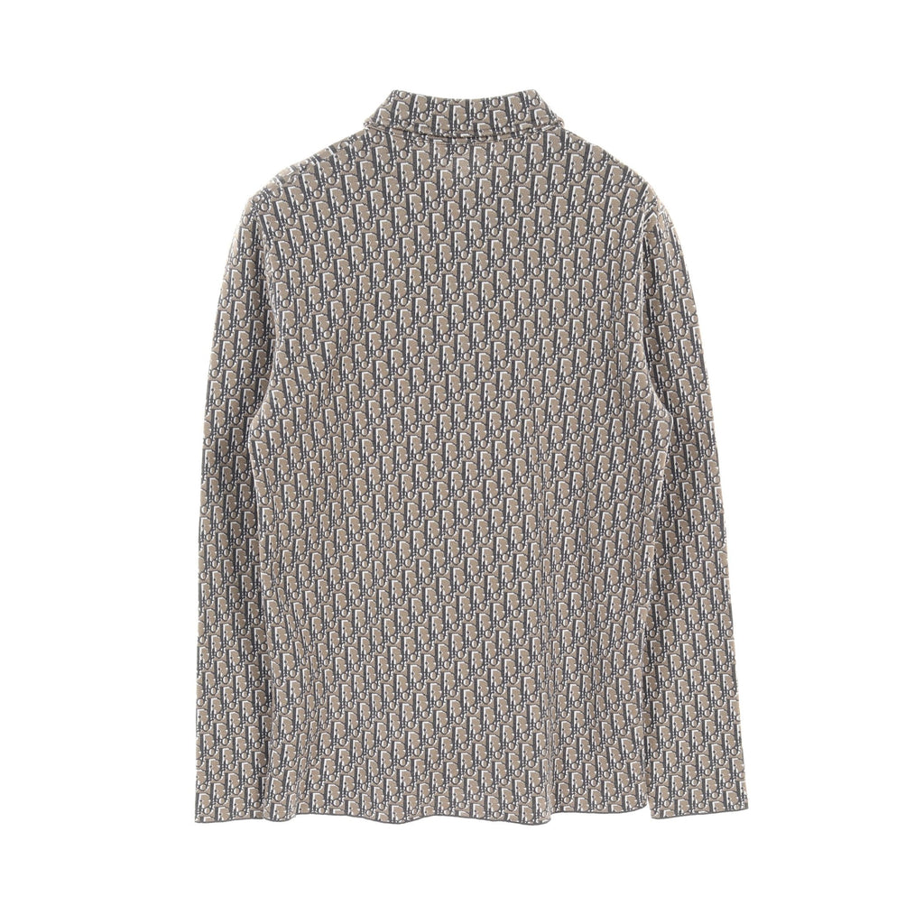 Dior Oblique Knit Shirt Long sleeve Cotton Gray beige Gray White