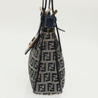 FENDI Zucchino Canvas Mamma Shoulder Bag Navy Silver96172