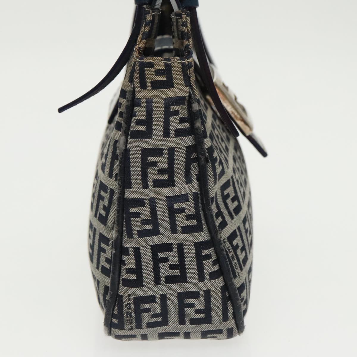 FENDI Zucchino Canvas Mamma Shoulder Bag Navy Silver96172