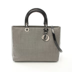 Dior Lady dior Large Handbag Canvas Patent leather Black White Houndstooth 2WAY
