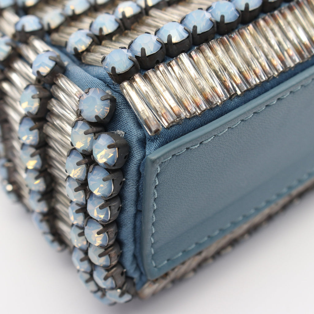 FENDI Micro peekaboo Handbag Leather Blue green Beads Rhinestone 2WAY