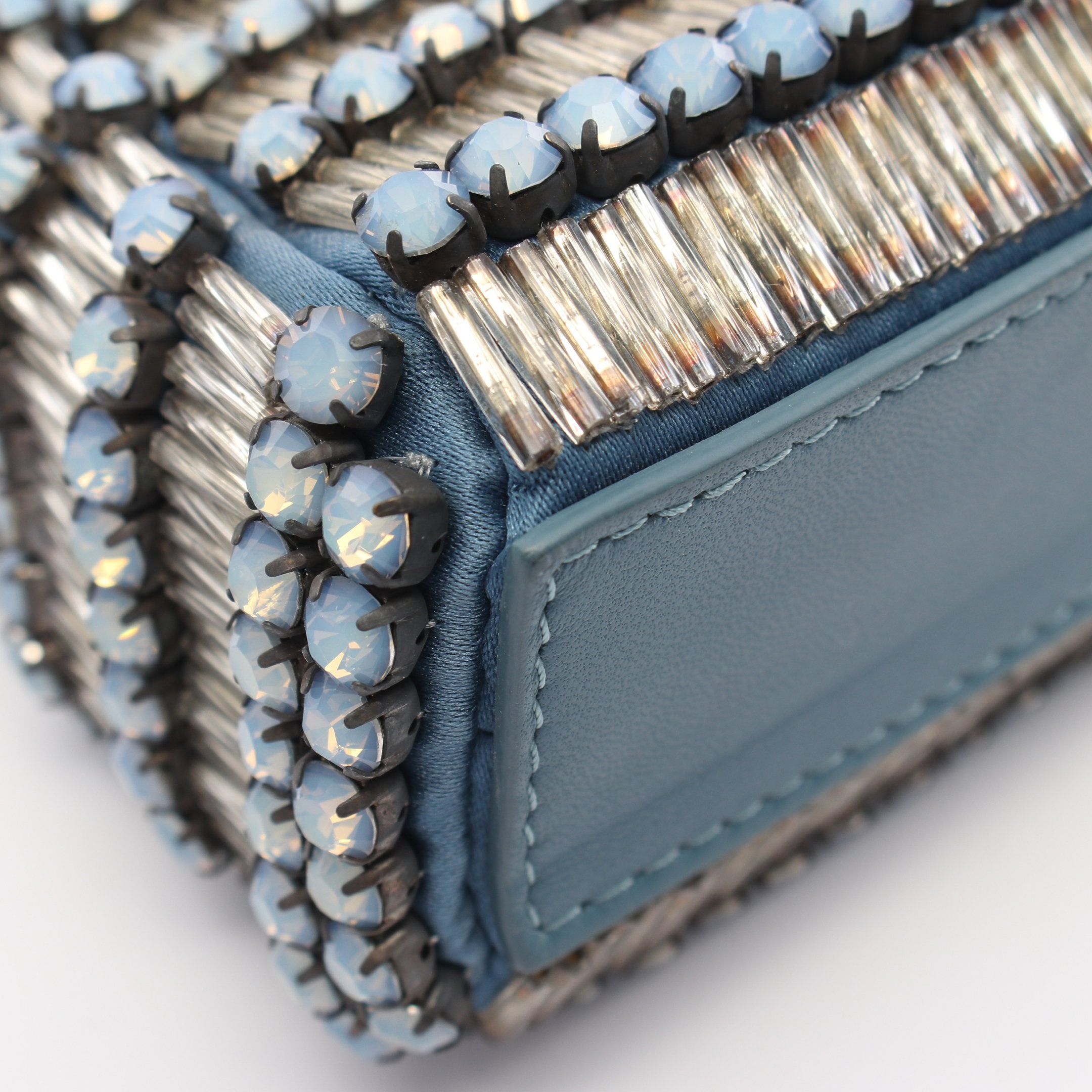 FENDI Micro peekaboo Handbag Leather Blue green Beads Rhinestone 2WAY