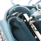 FENDI Micro peekaboo Handbag Leather Blue green Beads Rhinestone 2WAY