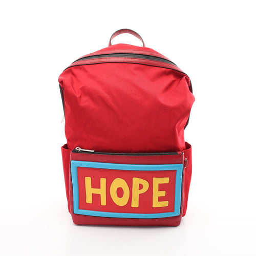 FENDI Vocabulary HOPE Backpack Rucksack Nylon Leather Red Yellow Light blue