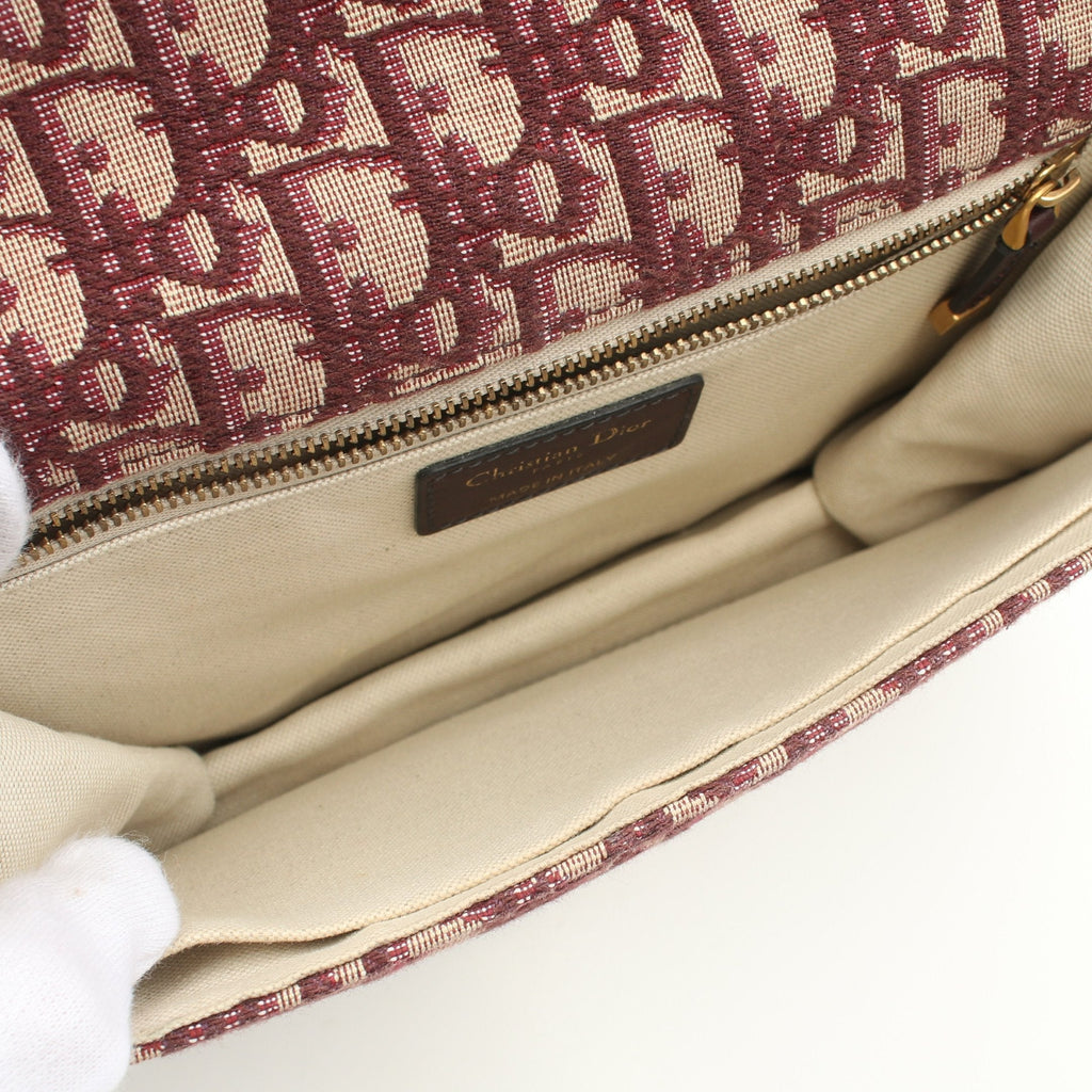Dior Dior Addict Oblique Shoulder bag Canvas Leather Beige Bordeaux