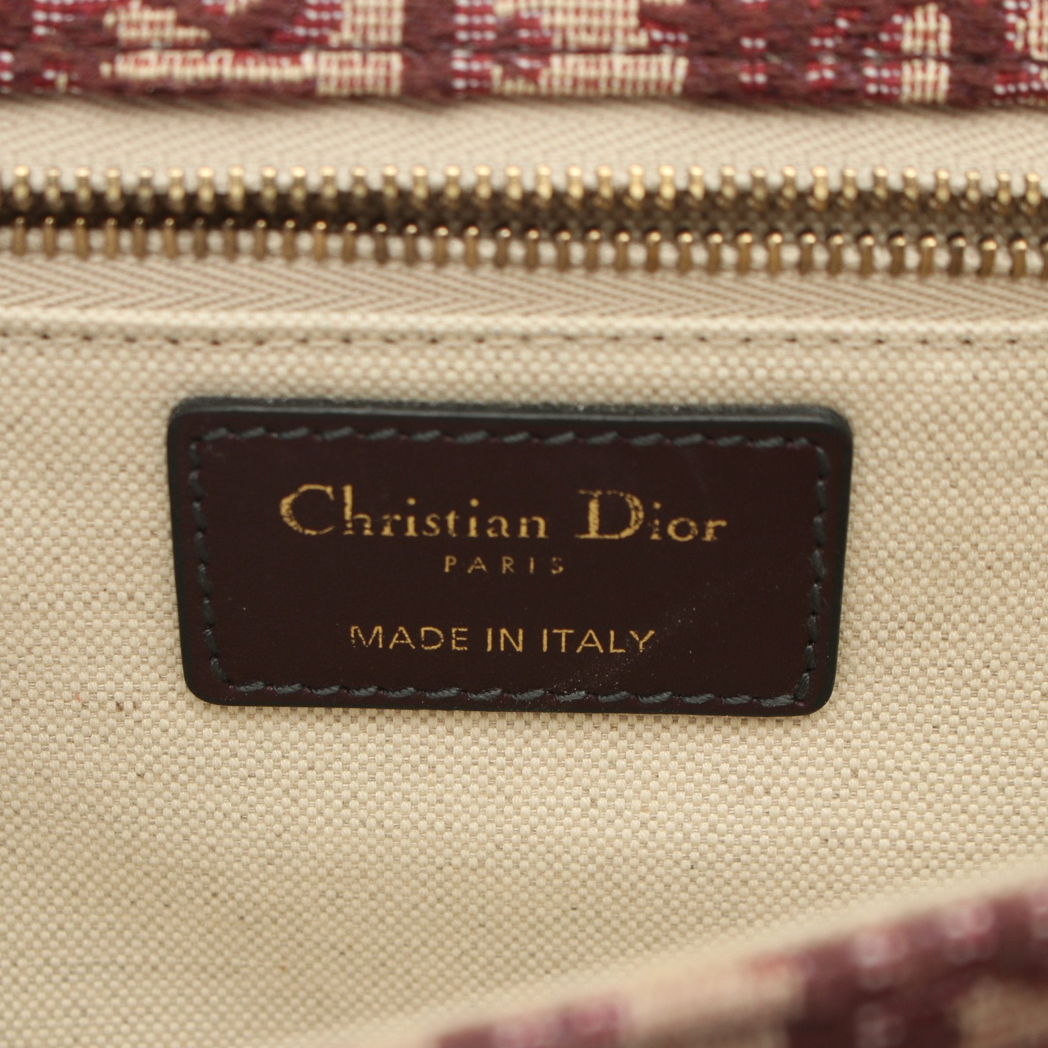Dior Dior Addict Oblique Shoulder bag Canvas Leather Beige Bordeaux