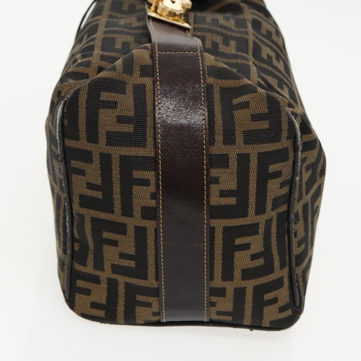 FENDI Zucca Canvas Vanity Hand Bag Brown Black gold96206