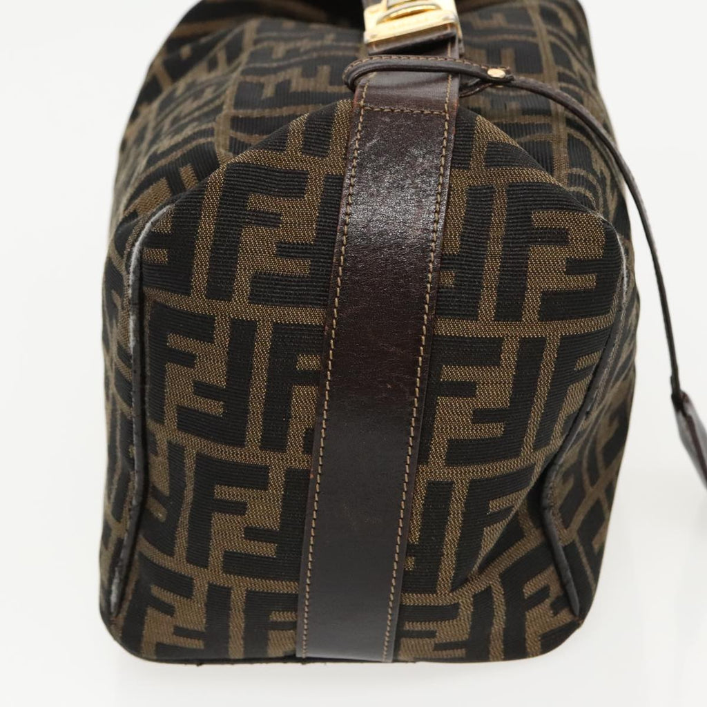 FENDI Zucca Canvas Vanity Hand Bag Brown Black gold96206