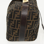 FENDI Zucca Canvas Vanity Hand Bag Brown Black gold96206