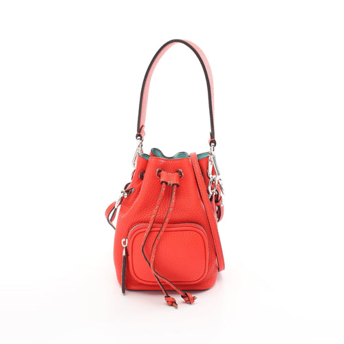FENDI Mini Montresor Handbag Leather Red 2WAY