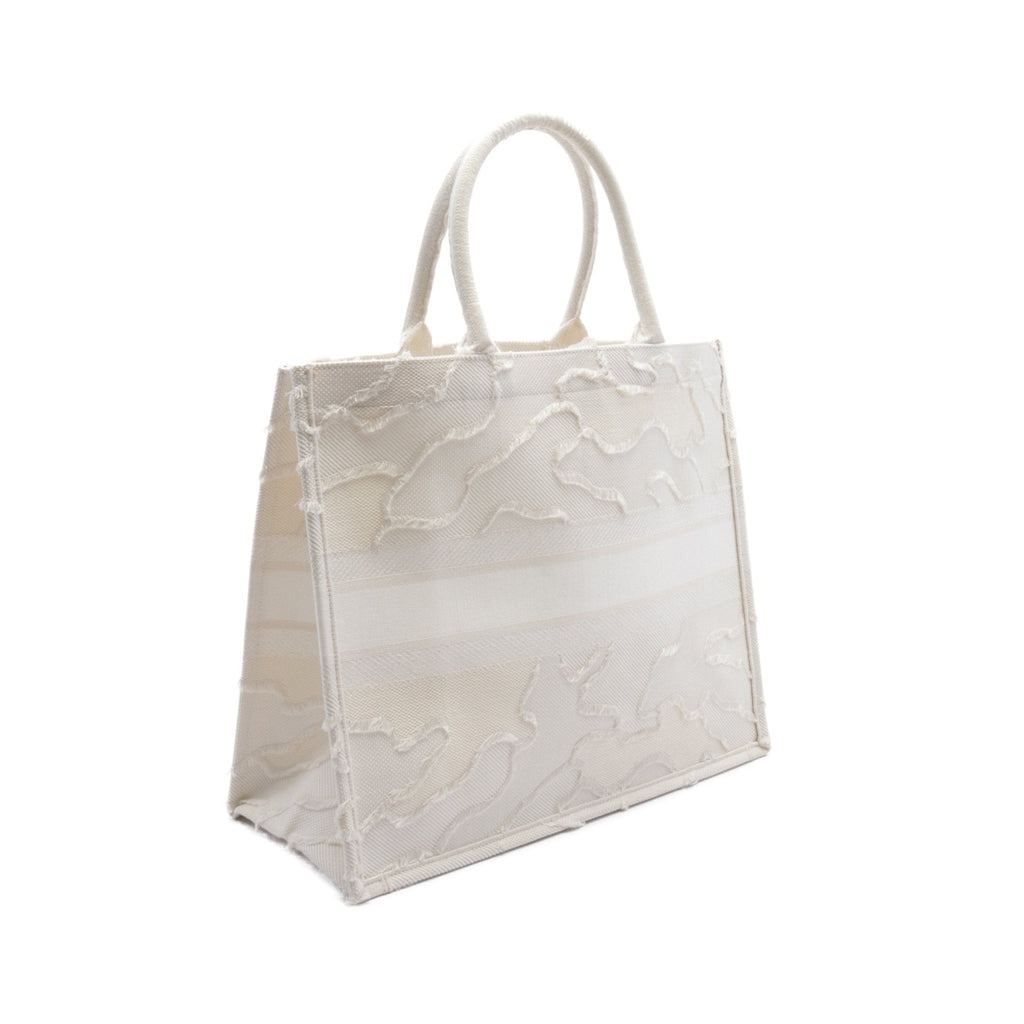 Dior BOOK TOTE Book tote Large Logo embroidery Handbag Tote bag Canvas White