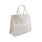 Dior BOOK TOTE Book tote Large Logo embroidery Handbag Tote bag Canvas White