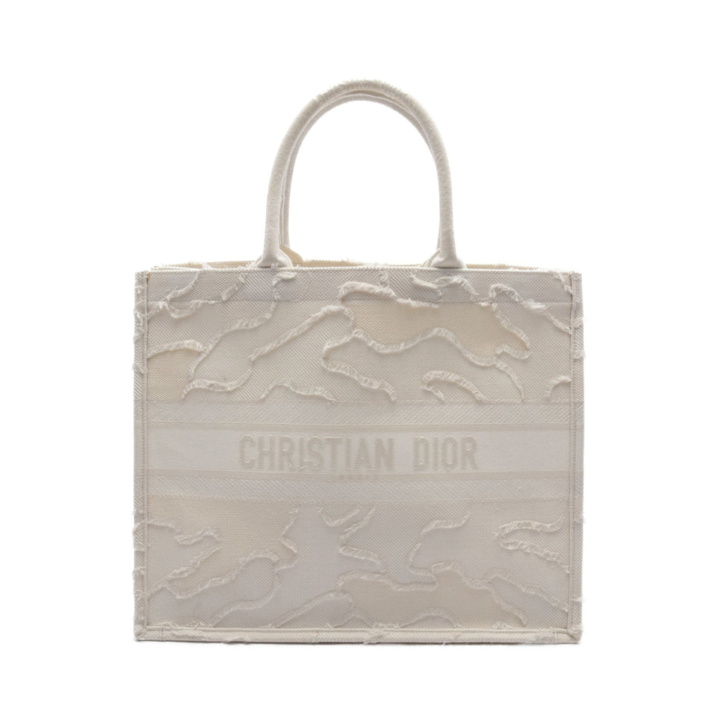 Dior BOOK TOTE Book tote Large Logo embroidery Handbag Tote bag Canvas White