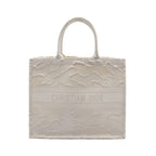 Dior BOOK TOTE Book tote Large Logo embroidery Handbag Tote bag Canvas White