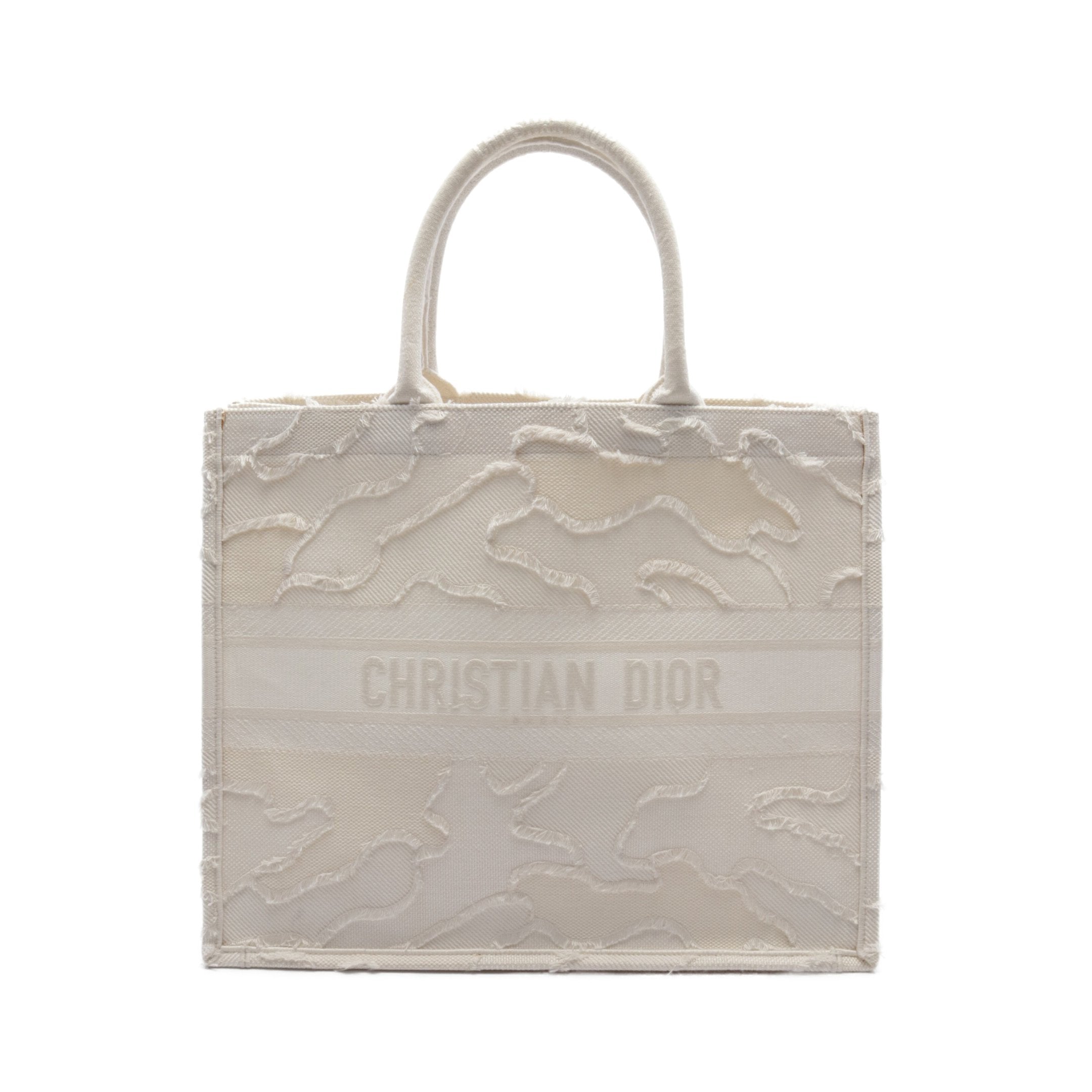 Dior BOOK TOTE Book tote Large Logo embroidery Handbag Tote bag Canvas White