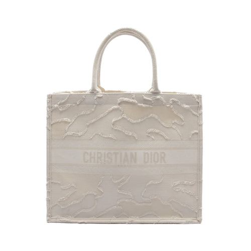 Dior BOOK TOTE Book tote Large Logo embroidery Handbag Tote bag Canvas White
