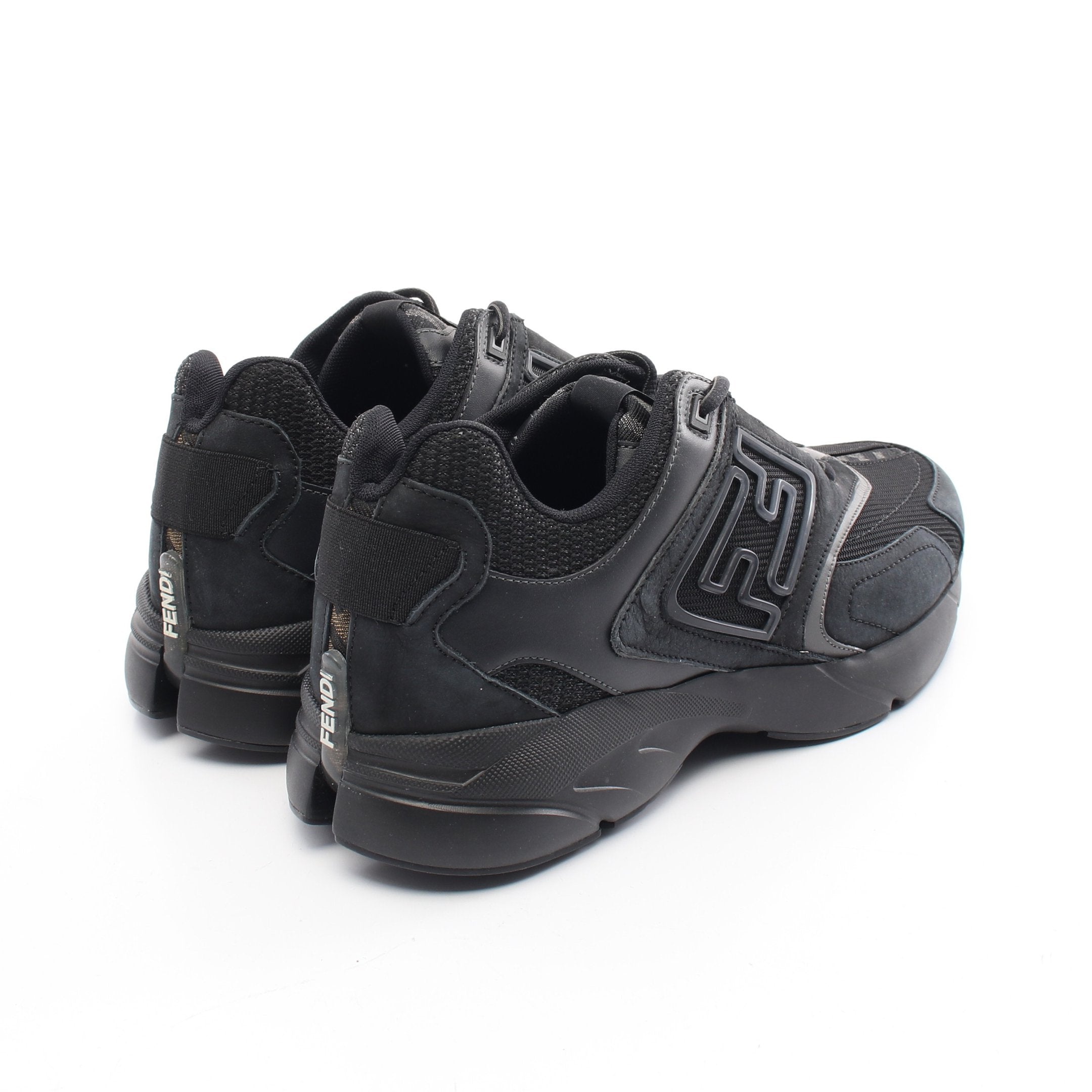 FENDI FASTER Sneakers Suede Fabric Black