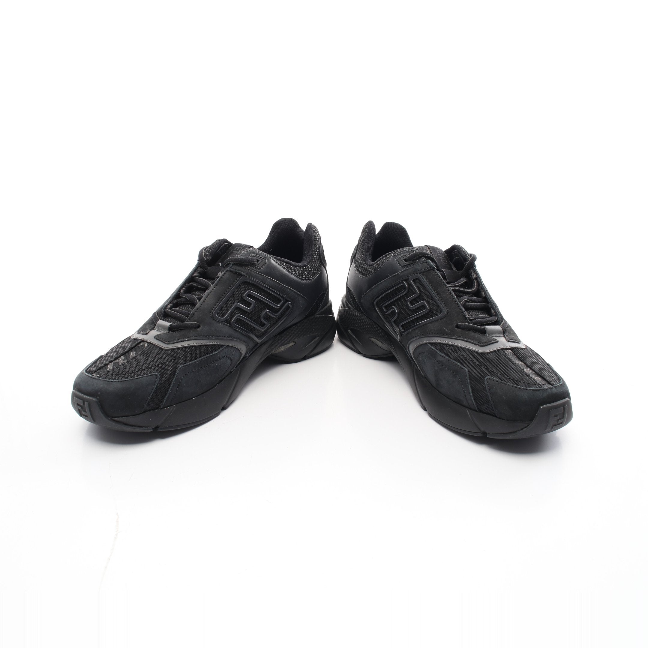 FENDI FASTER Sneakers Suede Fabric Black