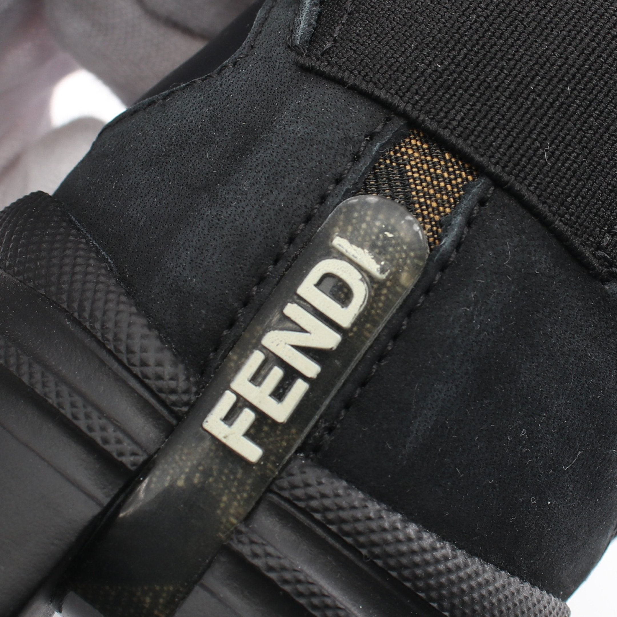 FENDI FASTER Sneakers Suede Fabric Black
