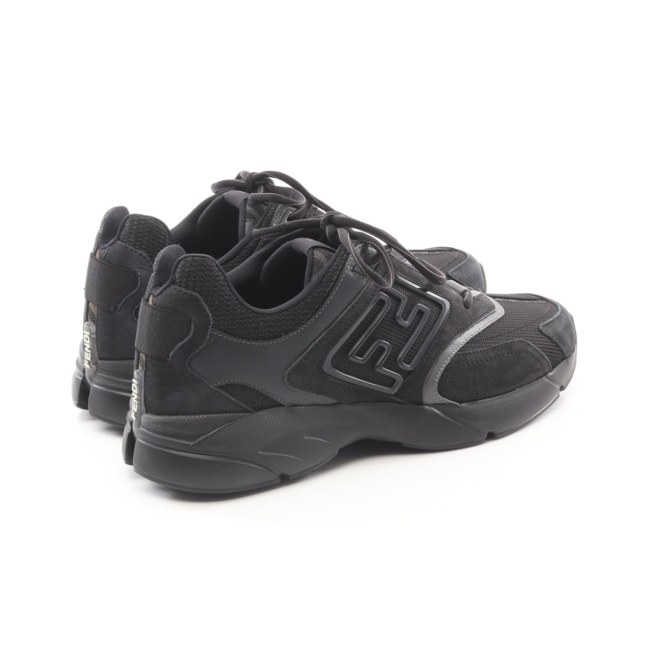 FENDI FASTER Sneakers Suede Fabric Black