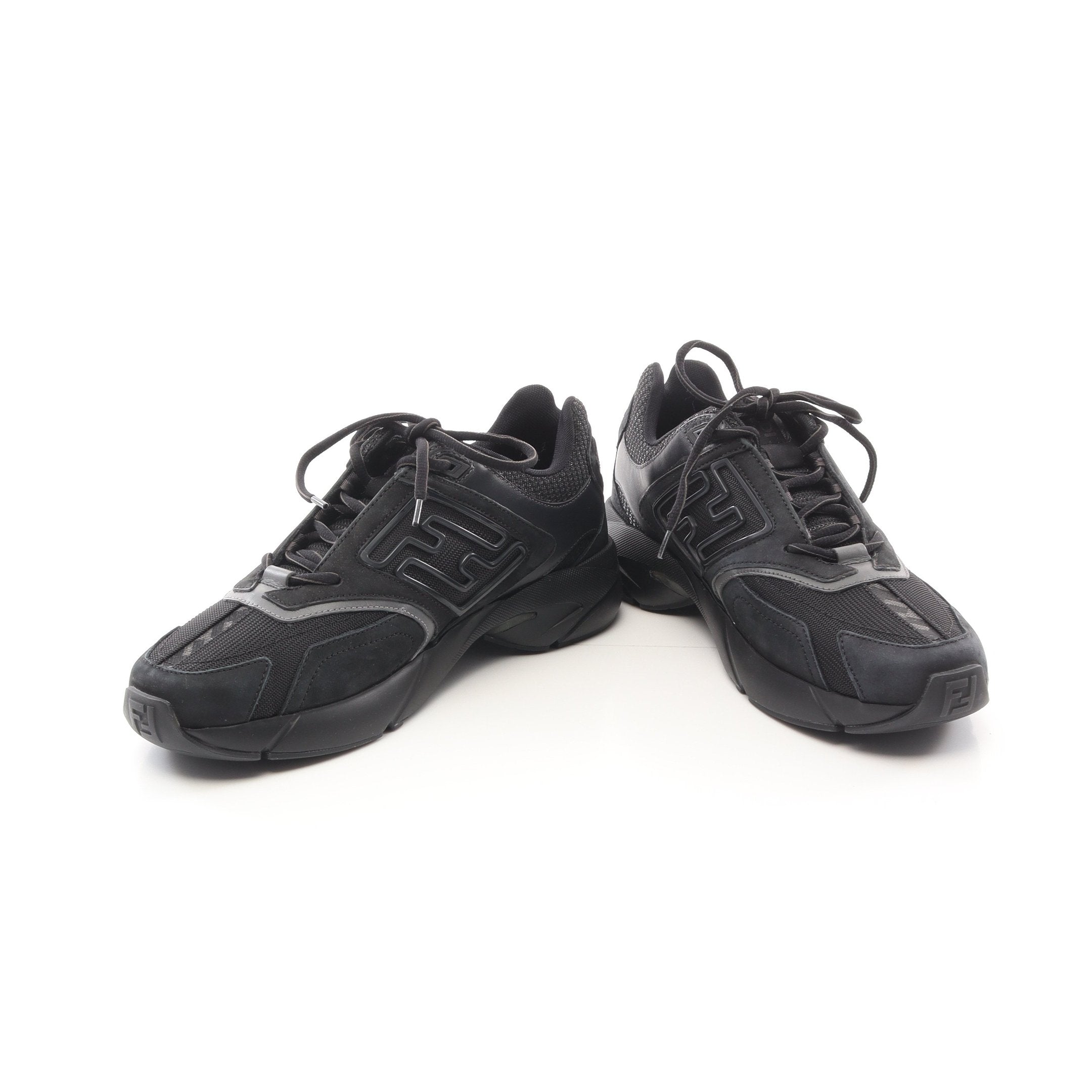 FENDI FASTER Sneakers Suede Fabric Black