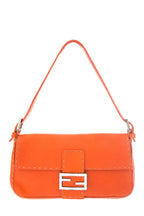 Fendi Orange Leather Baguette Handbag