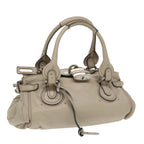 Chloe Paddington Shoulder Bag Leather Beige Silver 96256