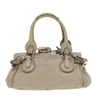 Chloe Paddington Shoulder Bag Leather Beige Silver 96256