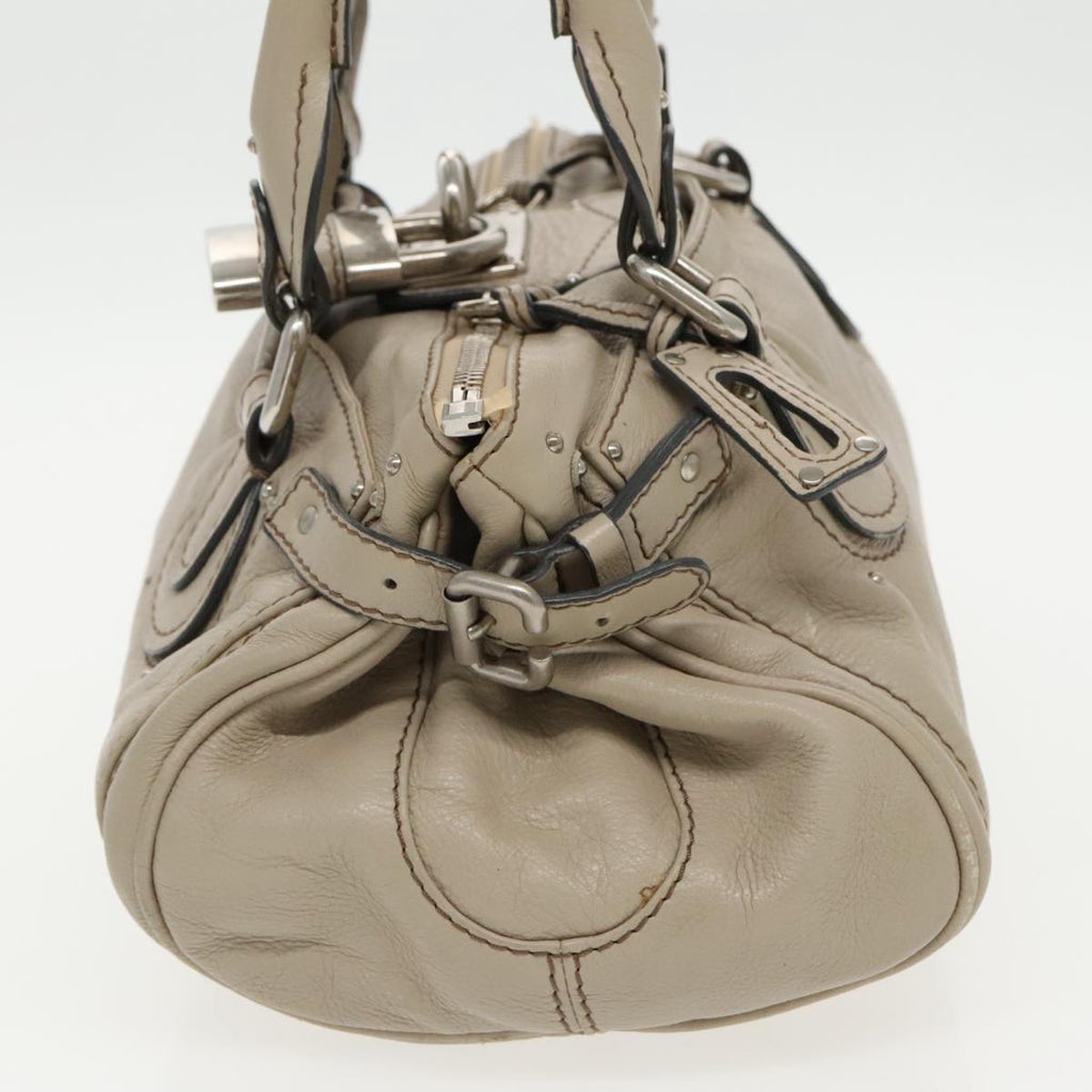 Chloe Paddington Shoulder Bag Leather Beige Silver 96256