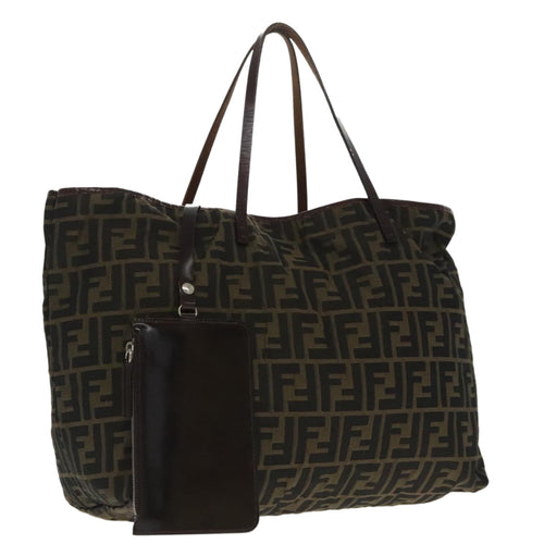 FENDI Zucca Canvas Tote Bag Brown Black Gold96287