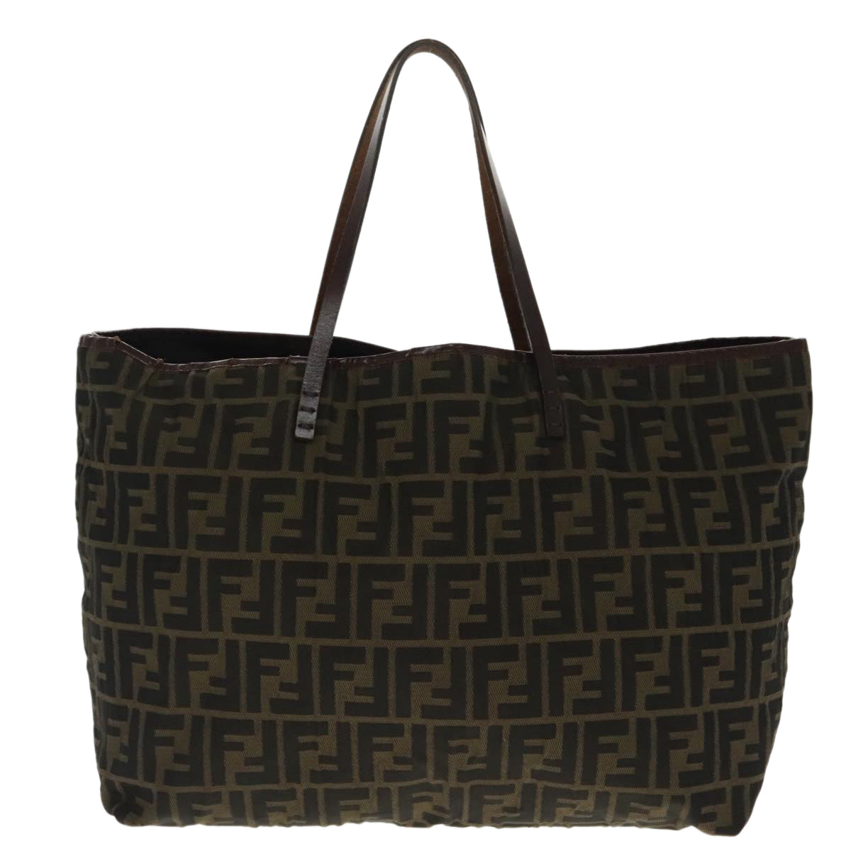 FENDI Zucca Canvas Tote Bag Brown Black Gold96287