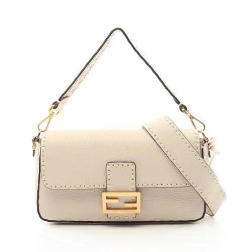 FENDI Mamma bucket Handbag Leather Light beige 2WAY
