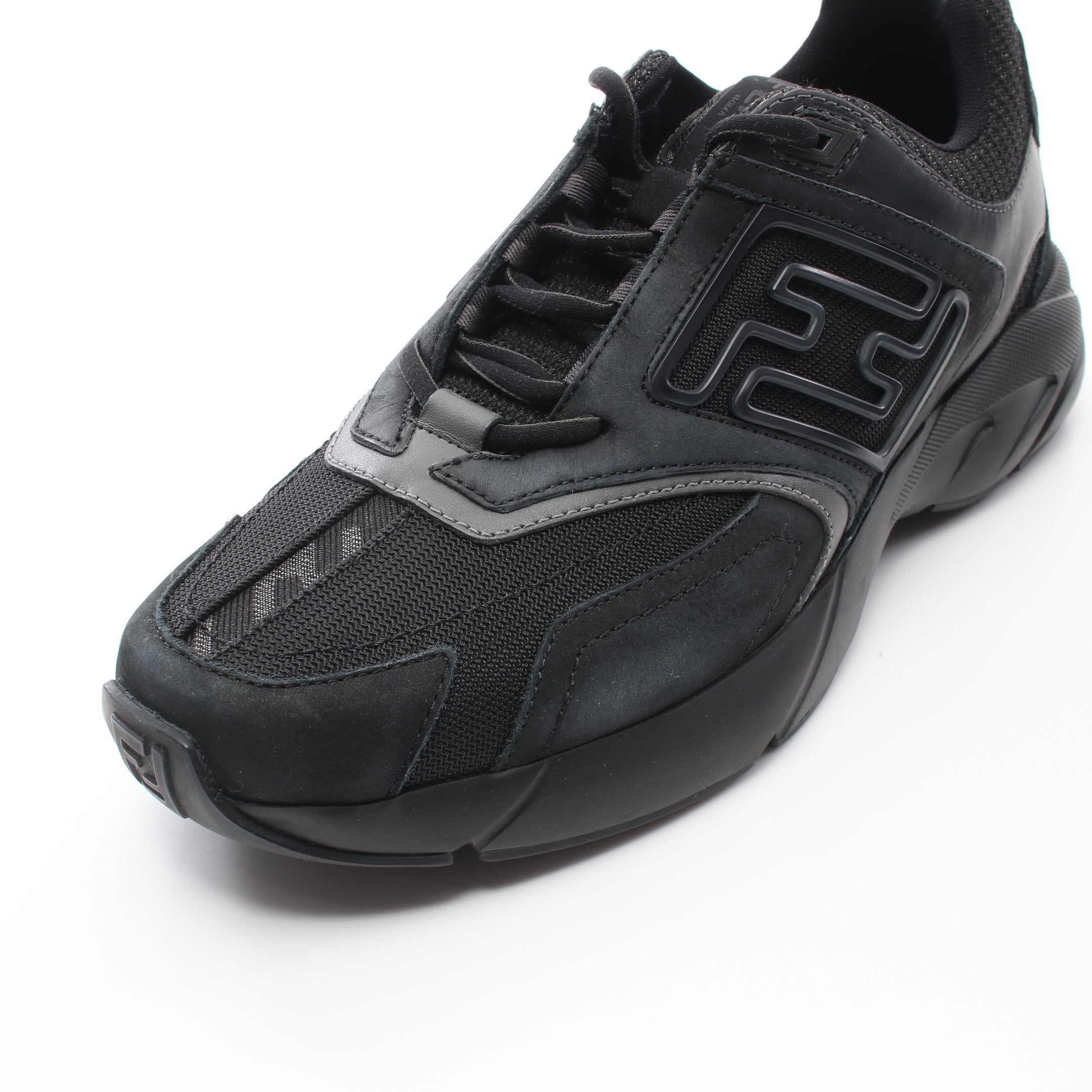 FENDI FASTER Sneakers Suede Fabric Black