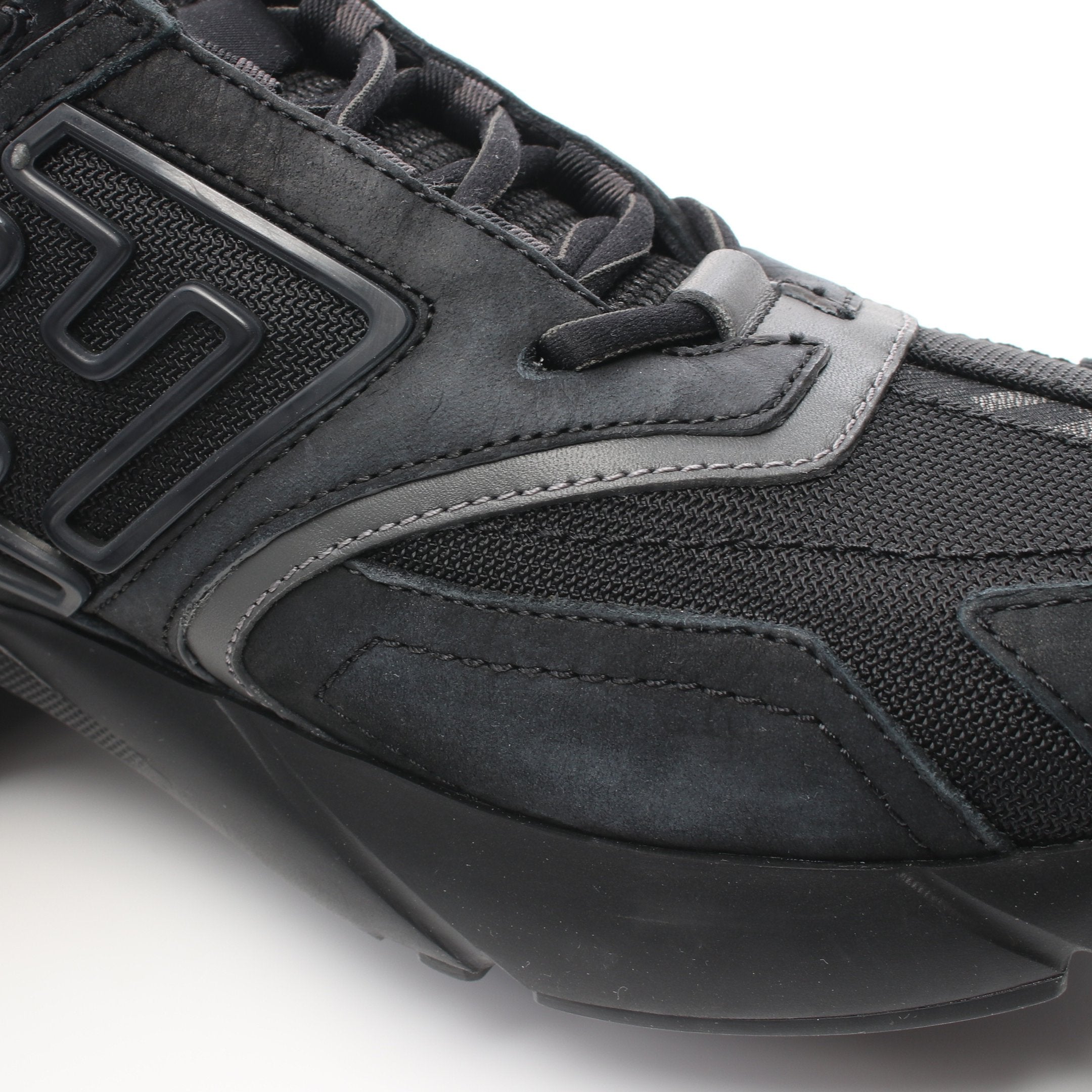 FENDI FASTER Sneakers Suede Fabric Black