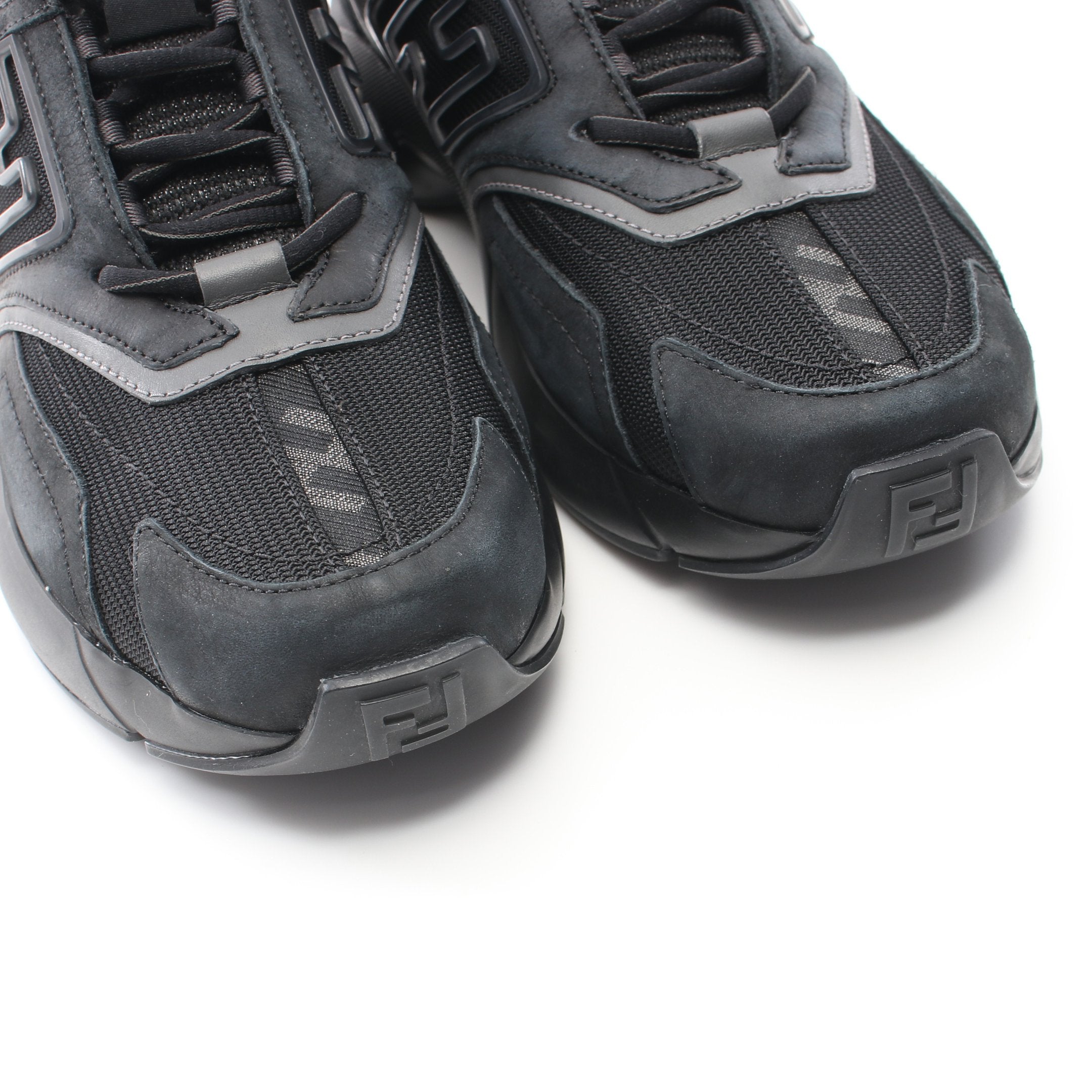 FENDI FASTER Sneakers Suede Fabric Black