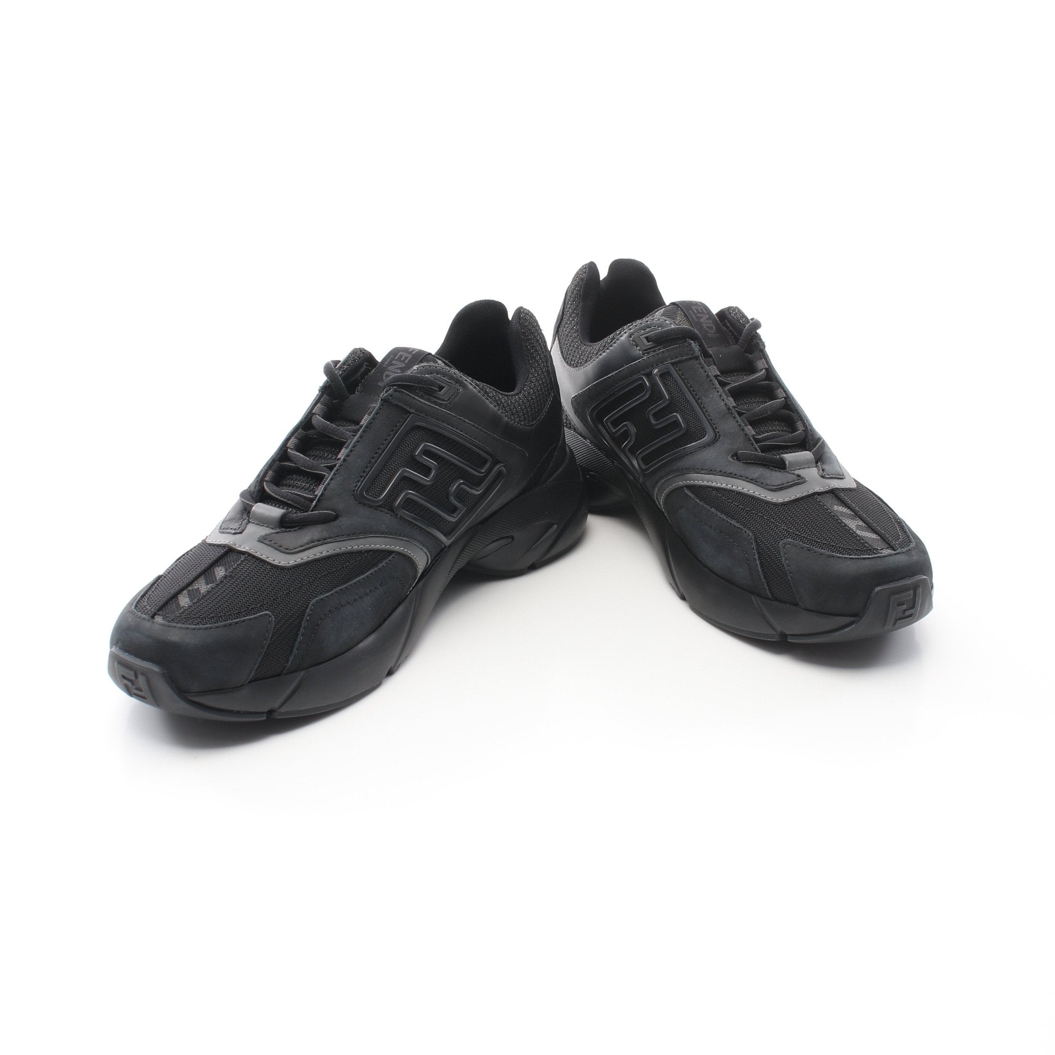 FENDI FASTER Sneakers Suede Fabric Black