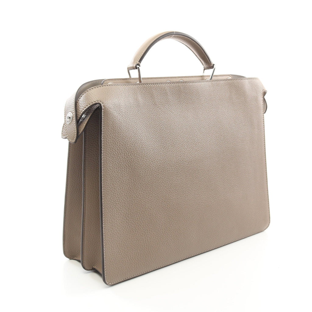 FENDI Peekaboo Isee u Medium Handbag Leather Gray beige 2WAY