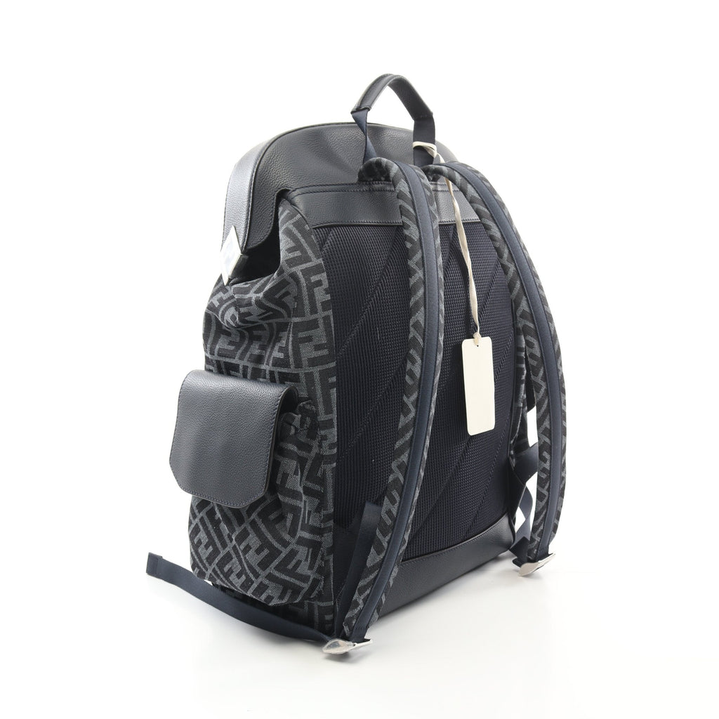 FENDI FF jacquard Drive Zucca Backpack Rucksack Fabric Leather Dark navy