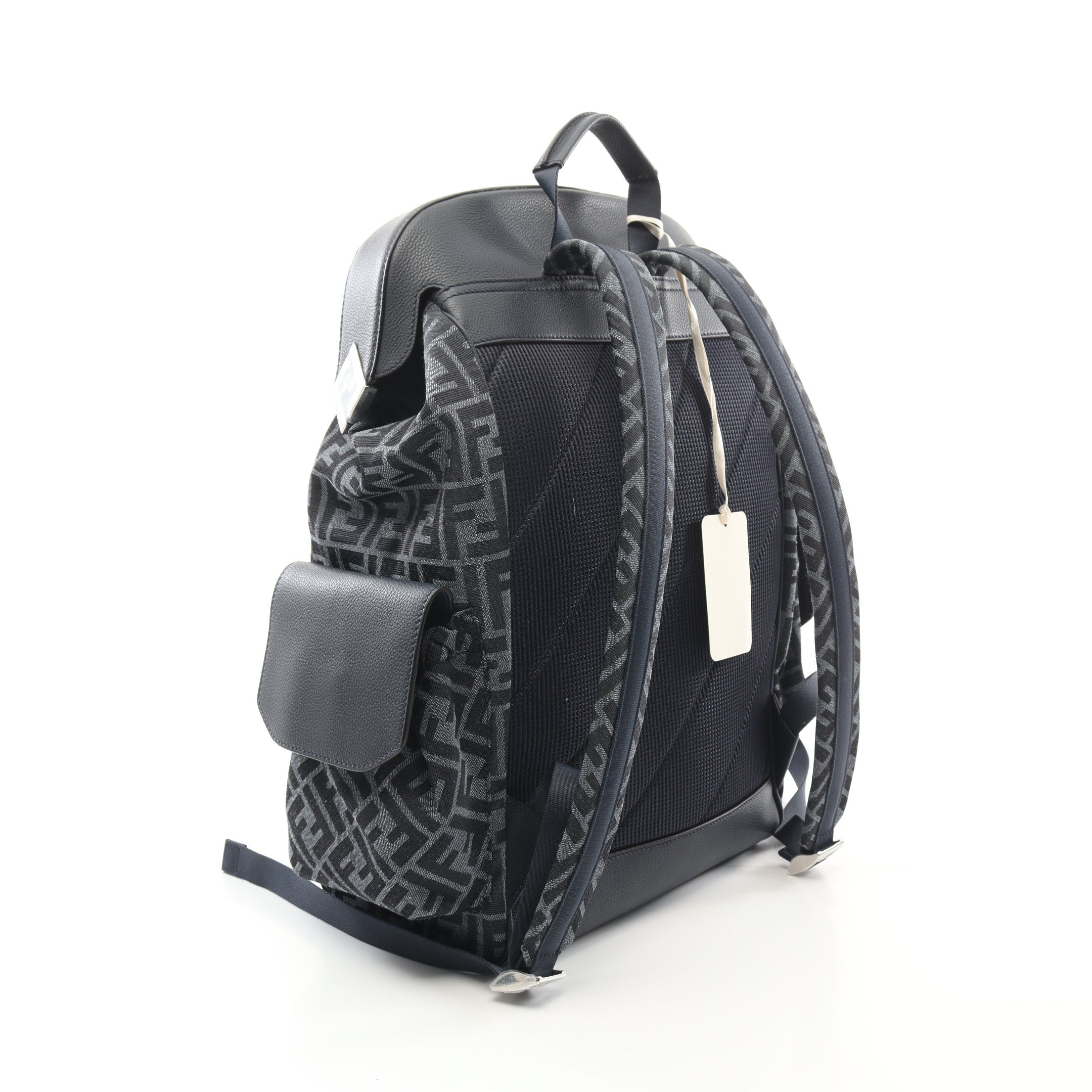 FENDI FF jacquard Drive Zucca Backpack Rucksack Fabric Leather Dark navy