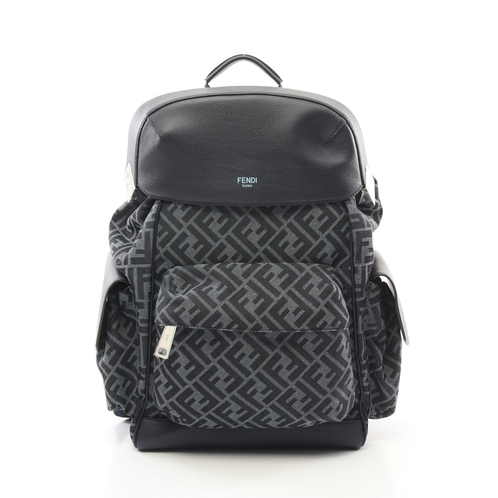 FENDI FF jacquard Drive Zucca Backpack Rucksack Fabric Leather Dark navy