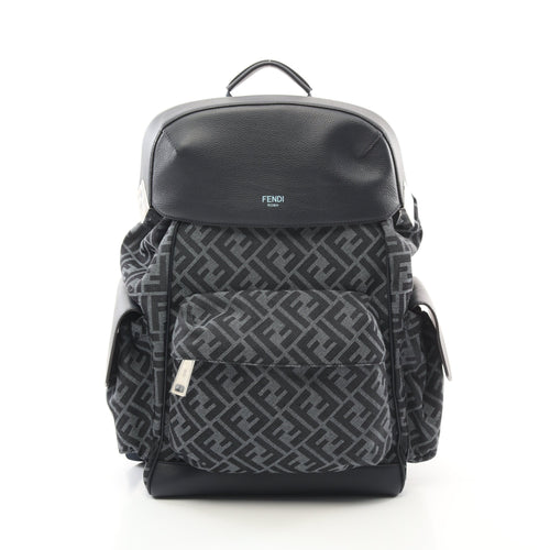 FENDI FF jacquard Drive Zucca Backpack Rucksack Fabric Leather Dark navy