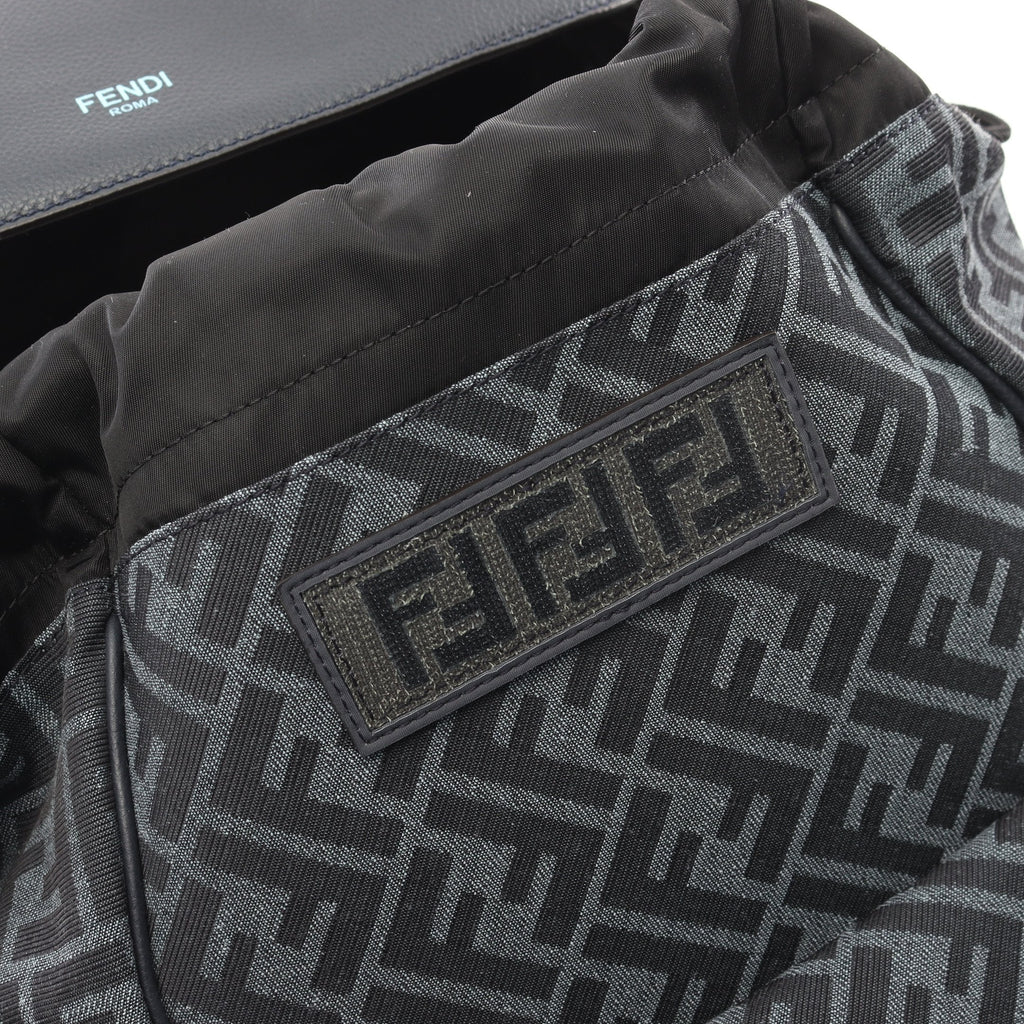 FENDI FF jacquard Drive Zucca Backpack Rucksack Fabric Leather Dark navy