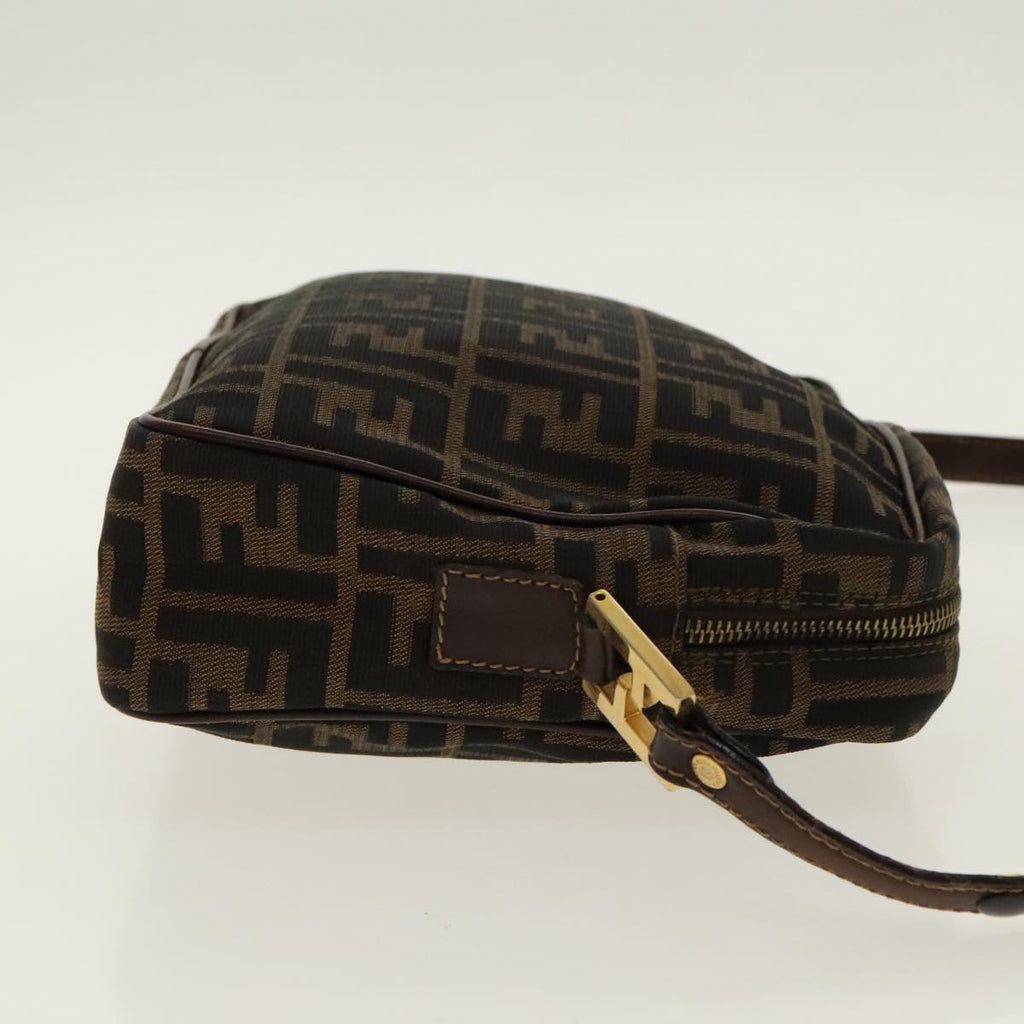 FENDI Zucca Canvas Shoulder Bag Black Brown gold96320