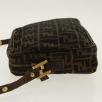 FENDI Zucca Canvas Shoulder Bag Black Brown gold96320