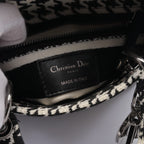 Dior LADY D-LITE Mini Handbag Houndstooth Canvas Black White 2WAY