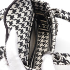 Dior LADY D-LITE Mini Handbag Houndstooth Canvas Black White 2WAY
