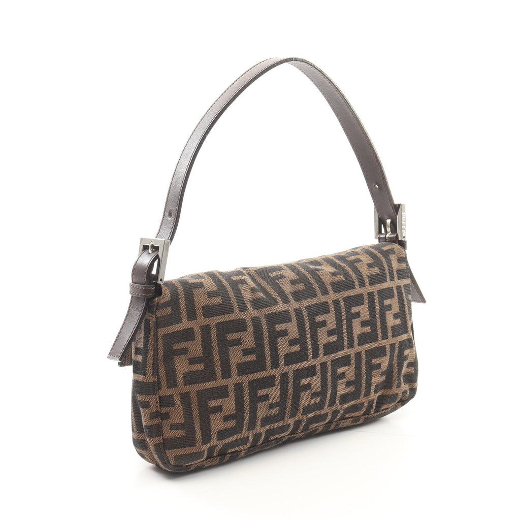FENDI Mamma bucket Handbag Canvas Leather Brown Dark brown