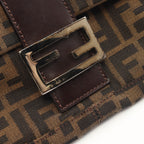 FENDI Mamma bucket Handbag Canvas Leather Brown Dark brown