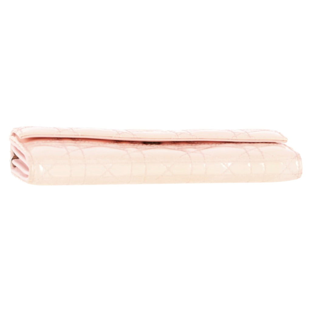 Dior Cannage Quilted Lady Dior Wallet in Pastel Pink Lambskin Leather